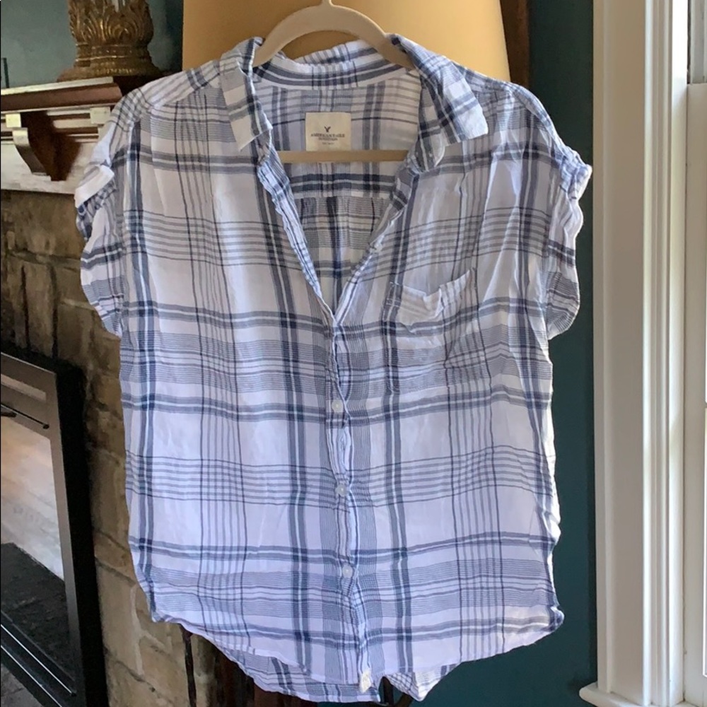 AE Oversized button up short sleeve blouse